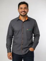 Camisa Social Vista com Vivo - Manga Longa (Tricoline) - Camisas Sociais | América Uniformes MODERNA MENINAS MODA INFANTIL LTDA - foto 2