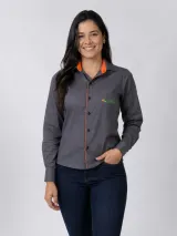 Camisa Social Vista com Vivo - Manga Longa (Tricoline) - Camisas Sociais | América Uniformes MODERNA MENINAS MODA INFANTIL LTDA - foto 1