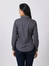 Camisa Social Vista com Vivo - Manga Longa (Tricoline) - Camisas Sociais | América Uniformes MODERNA MENINAS MODA INFANTIL LTDA - foto 4