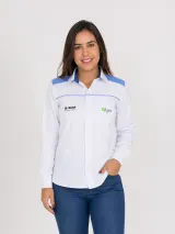 Camisa Social com Vivo Frontal e Bolso - Manga Longa (Tricoline) - Camisas Sociais | América Uniformes MODERNA MENINAS MODA INFANTIL LTDA - foto 1