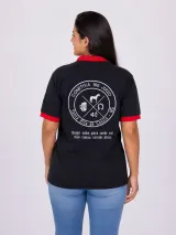 Camisa Polo Comitiva Personalizada Preta com Detalhes Vermelhos - Comitiva | América Uniformes MODERNA MENINAS MODA INFANTIL LTDA - foto 4