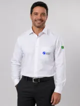 Camisa Social Executiva Personalizada Branca Manga Longa para Uniforme Masculina e Feminina - Camisas Sociais | América Uniformes MODERNA MENINAS MODA INFANTIL LTDA - foto 2