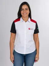 Camisa Esportiva Racing Personalizada Branca e Vermelha Manga Curta para Uniforme Masculina e Feminina - Camisas Sociais | América Uniformes MODERNA MENINAS MODA INFANTIL LTDA - foto 3