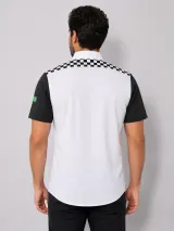 Camisa Esportiva Racing Personalizada Branca e Preta Manga Curta para Uniforme Masculina e Feminina - Camisas Sociais | América Uniformes MODERNA MENINAS MODA INFANTIL LTDA - foto 2