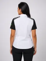 Camisa Esportiva Racing Personalizada Branca e Preta Manga Curta para Uniforme Masculina e Feminina - Camisas Sociais | América Uniformes MODERNA MENINAS MODA INFANTIL LTDA - foto 4