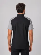 Camisa Social Personalizada Preta e Cinza Manga Curta em Tricoline para Uniforme - Camisas Sociais | América Uniformes MODERNA MENINAS MODA INFANTIL LTDA - foto 2