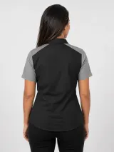 Camisa Social Personalizada Preta e Cinza Manga Curta em Tricoline para Uniforme - Camisas Sociais | América Uniformes MODERNA MENINAS MODA INFANTIL LTDA - foto 4