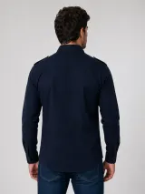 Camisa Work Shirt Personalizada Azul Marinho Manga Longa com Dois Bolsos para Uniforme - Camisas Sociais | América Uniformes MODERNA MENINAS MODA INFANTIL LTDA - foto 2