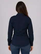 Camisa Work Shirt Personalizada Azul Marinho Manga Longa com Dois Bolsos para Uniforme - Camisas Sociais | América Uniformes MODERNA MENINAS MODA INFANTIL LTDA - foto 4