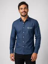 Camisa Jeans Personalizada Manga Longa Masculina e Feminina para Uniforme Profissional - Camisas Sociais | América Uniformes MODERNA MENINAS MODA INFANTIL LTDA - foto 1