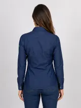 Camisa Jeans Personalizada Manga Longa Masculina e Feminina para Uniforme Profissional - Camisas Sociais | América Uniformes MODERNA MENINAS MODA INFANTIL LTDA - foto 4