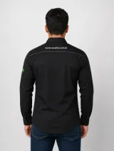 Camisa Social Personalizada Preta Corte Moderno Manga Longa para Uniforme de Empresa - Camisas Sociais | América Uniformes MODERNA MENINAS MODA INFANTIL LTDA - foto 2