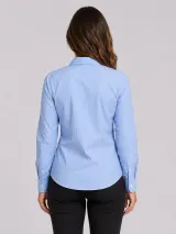 Camisa Social Listrada Personalizada Azul e Branca Manga Longa para Uniforme Masculina e Feminina - Camisas Sociais | América Uniformes MODERNA MENINAS MODA INFANTIL LTDA - foto 4