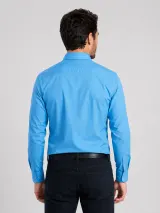 Camisa Social Personalizada Azul Claro Manga Longa Tecido que Não Desbota para Uniforme - Camisas Sociais | América Uniformes MODERNA MENINAS MODA INFANTIL LTDA - foto 3