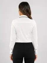 Camisa Social Feminina Personalizada Branca Manga Longa para Uniforme Corporativo - Camisas Sociais | América Uniformes MODERNA MENINAS MODA INFANTIL LTDA - foto 4