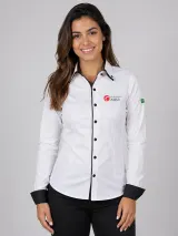 Camisa Social Personalizada Branca Manga Longa em Algodão e Poliéster para Uniforme - Camisas Sociais | América Uniformes MODERNA MENINAS MODA INFANTIL LTDA - foto 3