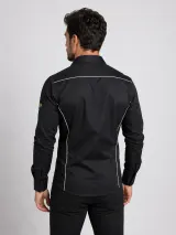 Camisa Social Slim Fit Personalizada Preta com Frisos Manga Longa para Uniforme Profissional - Camisas Sociais | América Uniformes MODERNA MENINAS MODA INFANTIL LTDA - foto 3