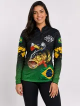 Camiseta Gola Alta com Zíper - Manga Longa (Dry Fit Sublimado) - Gola Alta / Pesca | América Uniformes MODERNA MENINAS MODA INFANTIL LTDA - foto 4