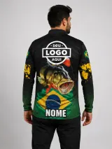 Camiseta Gola Alta com Zíper - Manga Longa (Dry Fit Sublimado) - Gola Alta / Pesca | América Uniformes MODERNA MENINAS MODA INFANTIL LTDA - foto 5