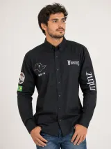 Camisa de Comitiva Personalizada Vira Latas Preta Manga Longa Masculina e Feminina - Comitiva | América Uniformes MODERNA MENINAS MODA INFANTIL LTDA - foto 1