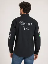 Camisa de Comitiva Personalizada Vira Latas Preta Manga Longa Masculina e Feminina - Comitiva | América Uniformes MODERNA MENINAS MODA INFANTIL LTDA - foto 2