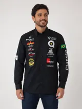 Camisa de Comitiva Personalizada Rancho Blackstone Preta Manga Longa Masculina e Feminina - Comitiva | América Uniformes MODERNA MENINAS MODA INFANTIL LTDA - foto 2