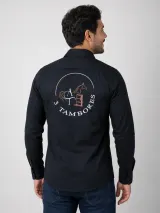 Camisa de Comitiva Personalizada Preta com Bordados Manga Longa Masculina e Feminina - Comitiva | América Uniformes MODERNA MENINAS MODA INFANTIL LTDA - foto 2