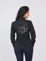 Camisa de Comitiva Personalizada Preta com Bordados Manga Longa Masculina e Feminina - Comitiva | América Uniformes MODERNA MENINAS MODA INFANTIL LTDA - foto 4