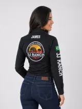 Camisa Agro Personalizada 3J Rancho Preta Manga Longa Masculina e Feminina - Agronegócio | América Uniformes MODERNA MENINAS MODA INFANTIL LTDA - foto 4