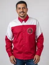 Camisa de Comitiva Personalizada CTG Refúgio dos Tropeiros Vermelha e Branca Manga Longa Masculina e Feminina - Comitiva | América Uniformes MODERNA MENINAS MODA INFANTIL LTDA - foto 1