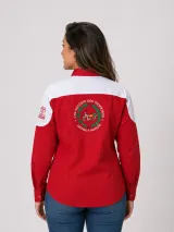 Camisa de Comitiva Personalizada CTG Refúgio dos Tropeiros Vermelha e Branca Manga Longa Masculina e Feminina - Comitiva | América Uniformes MODERNA MENINAS MODA INFANTIL LTDA - foto 4