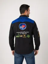 Camisa de Comitiva Personalizada Bicolor Preta e Azul com 13 Bordados Manga Longa Masculina e Feminina - Comitiva | América Uniformes MODERNA MENINAS MODA INFANTIL LTDA - foto 2