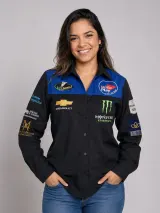 Camisa de Comitiva Personalizada Bicolor Preta e Azul com 13 Bordados Manga Longa Masculina e Feminina - Comitiva | América Uniformes MODERNA MENINAS MODA INFANTIL LTDA - foto 3