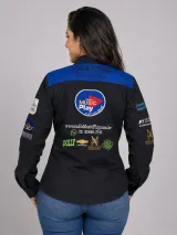 Camisa de Comitiva Personalizada Bicolor Preta e Azul com 13 Bordados Manga Longa Masculina e Feminina - Comitiva | América Uniformes MODERNA MENINAS MODA INFANTIL LTDA - foto 4