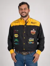 Camisa de Rodeio Personalizada Expo Ipixuna 2025 Preta e Amarela Manga Longa Masculina e Feminina - Comitiva | América Uniformes MODERNA MENINAS MODA INFANTIL LTDA - foto 1