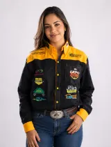 Camisa de Rodeio Personalizada Expo Ipixuna 2025 Preta e Amarela Manga Longa Masculina e Feminina - Comitiva | América Uniformes MODERNA MENINAS MODA INFANTIL LTDA - foto 3
