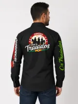 Camisa de Comitiva Personalizada Os Traiados Preta Manga Longa Masculina e Feminina - Comitiva | América Uniformes MODERNA MENINAS MODA INFANTIL LTDA - foto 3