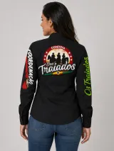 Camisa de Comitiva Personalizada Os Traiados Preta Manga Longa Masculina e Feminina - Comitiva | América Uniformes MODERNA MENINAS MODA INFANTIL LTDA - foto 4