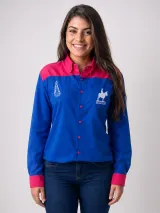 Camisa de Comitiva Personalizada Muladeiro Bicolor Azul e Rosa Manga Longa Masculina e Feminina - Comitiva | América Uniformes MODERNA MENINAS MODA INFANTIL LTDA - foto 3