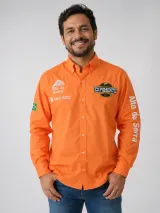 Camisa Agro Personalizada Expomonte 2024 Laranja Manga Longa Masculina e Feminina - Agronegócio | América Uniformes MODERNA MENINAS MODA INFANTIL LTDA - foto 1