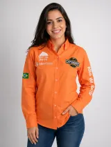 Camisa Agro Personalizada Expomonte 2024 Laranja Manga Longa Masculina e Feminina - Agronegócio | América Uniformes MODERNA MENINAS MODA INFANTIL LTDA - foto 3