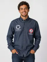 Camisa Agro Personalizada para Haras e Fazendas Azul Jeans Manga Longa Masculina e Feminina - Agronegócio | América Uniformes MODERNA MENINAS MODA INFANTIL LTDA - foto 1