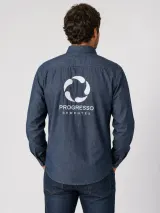 Camisa Agro Personalizada para Haras e Fazendas Azul Jeans Manga Longa Masculina e Feminina - Agronegócio | América Uniformes MODERNA MENINAS MODA INFANTIL LTDA - foto 2