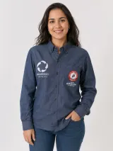 Camisa Agro Personalizada para Haras e Fazendas Azul Jeans Manga Longa Masculina e Feminina - Agronegócio | América Uniformes MODERNA MENINAS MODA INFANTIL LTDA - foto 3