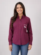 Camisa de Comitiva Personalizada Amigos do Barranco Vinho Manga Longa Masculina e Feminina - Comitiva | América Uniformes MODERNA MENINAS MODA INFANTIL LTDA - foto 3