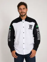 Camisa Agro Personalizada Fazenda Rockemback Branca e Preta Manga Longa Masculina e Feminina - Agronegócio | América Uniformes MODERNA MENINAS MODA INFANTIL LTDA - foto 2