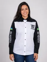 Camisa Agro Personalizada Fazenda Rockemback Branca e Preta Manga Longa Masculina e Feminina - Agronegócio | América Uniformes MODERNA MENINAS MODA INFANTIL LTDA - foto 1