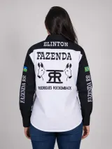 Camisa Agro Personalizada Fazenda Rockemback Branca e Preta Manga Longa Masculina e Feminina - Agronegócio | América Uniformes MODERNA MENINAS MODA INFANTIL LTDA - foto 4