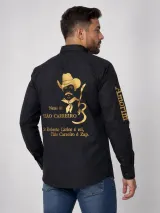 Camisa de Comitiva Personalizada para Rodeios e Cavalgadas Preta Manga Longa Masculina e Feminina - Comitiva | América Uniformes MODERNA MENINAS MODA INFANTIL LTDA - foto 2