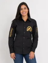 Camisa de Comitiva Personalizada para Rodeios e Cavalgadas Preta Manga Longa Masculina e Feminina - Comitiva | América Uniformes MODERNA MENINAS MODA INFANTIL LTDA - foto 3